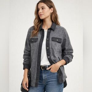 Gray Oversized Shacket Jacket Cozy Distressed Women’s XL Free People Style